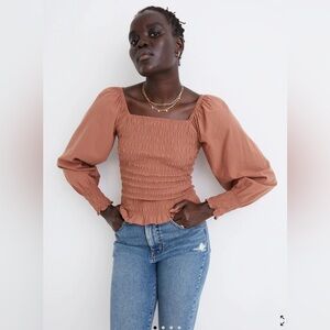 Madewell Lucie bubble sleeve smocked top. Size Small
